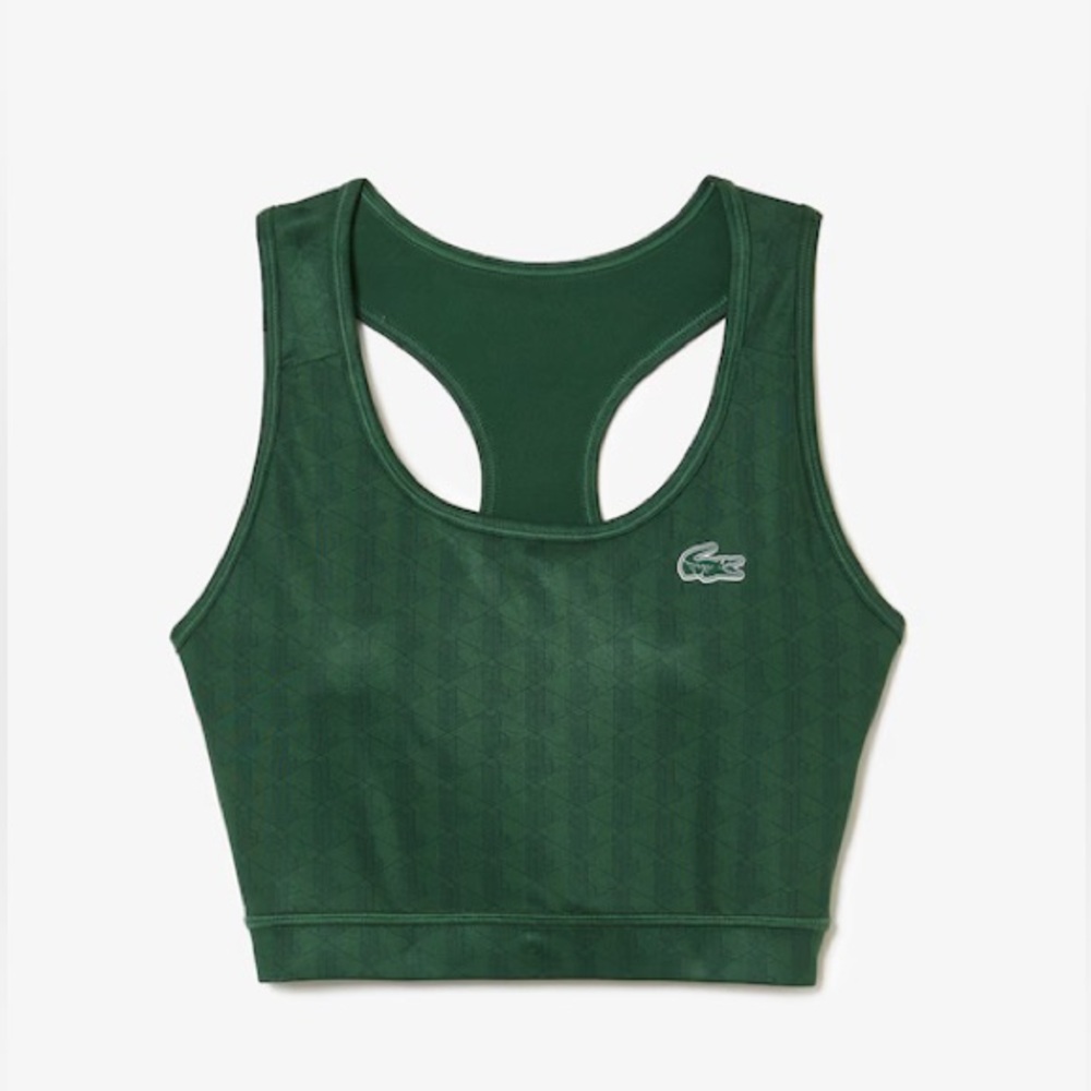 LACOSTE Women's SPORT Printed Sports Bra GREEN XS